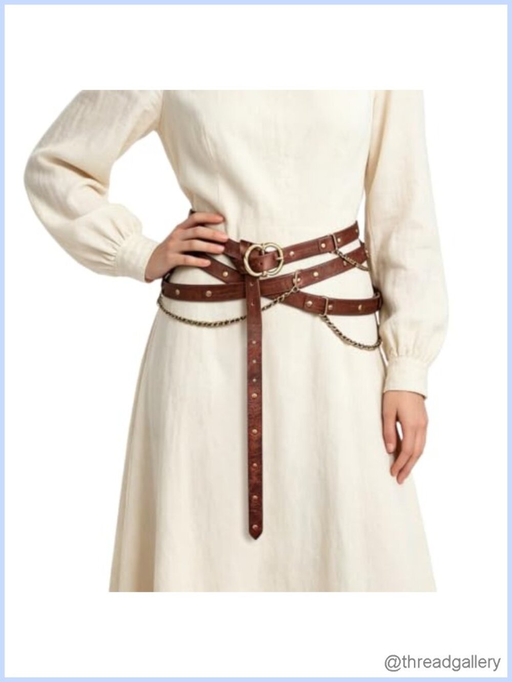 Faux Leather Metal Chain Belt Medieval Pirate Waist Renaissance Cosplay